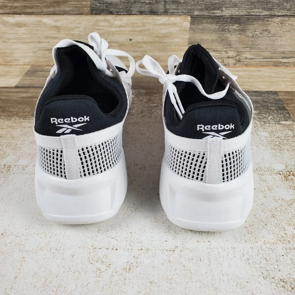 Reebok Flashfilm Mens Shoes Sz 6 Cross Training White Black Leather Sneakers